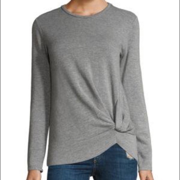 Stateside Gray Long Sleeve Knot Top- Super Flattering! Size Large - Picture 1 of 4